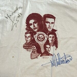 Vintage SIGNED 1991 Vulkon Orlando Star Trek Shirt Wil Wheaton Marina Sirtis